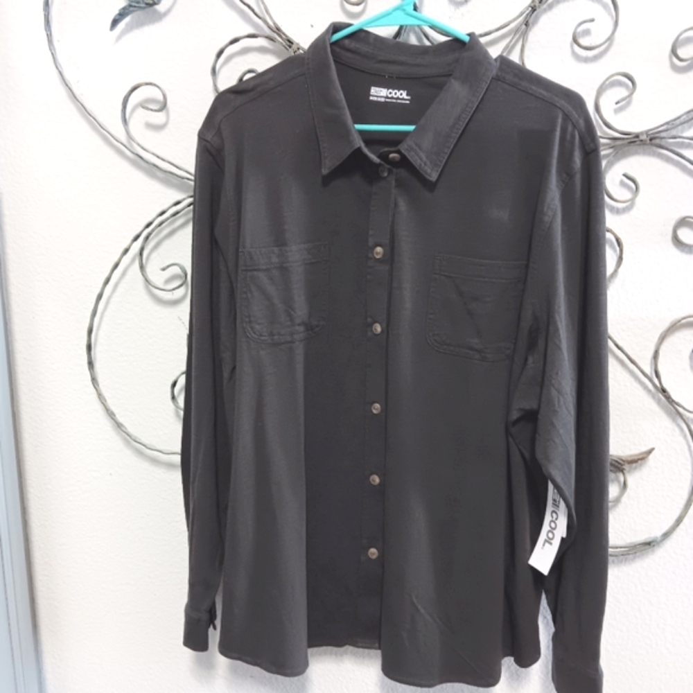 32 DEGREES Cool 100% cotton knit button down NWT shirt, XXL